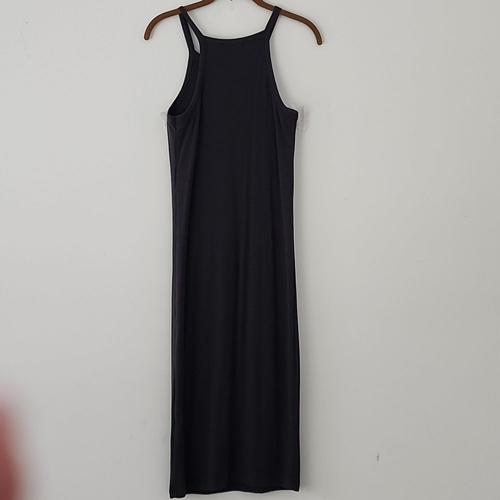 ATM Anthony Thomas Melillo Double Layer Ribbed Midi Dress Dark Gray Green S (30) - Picture 7 of 8